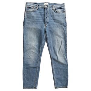 RE/DONE Women's 90s High Rise Ankle Crop Jeans in Hazey Indigo Size 31